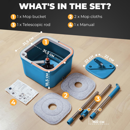 Mop & Bucket Set – 2-Compartment System Separates Clean & Dirty Water